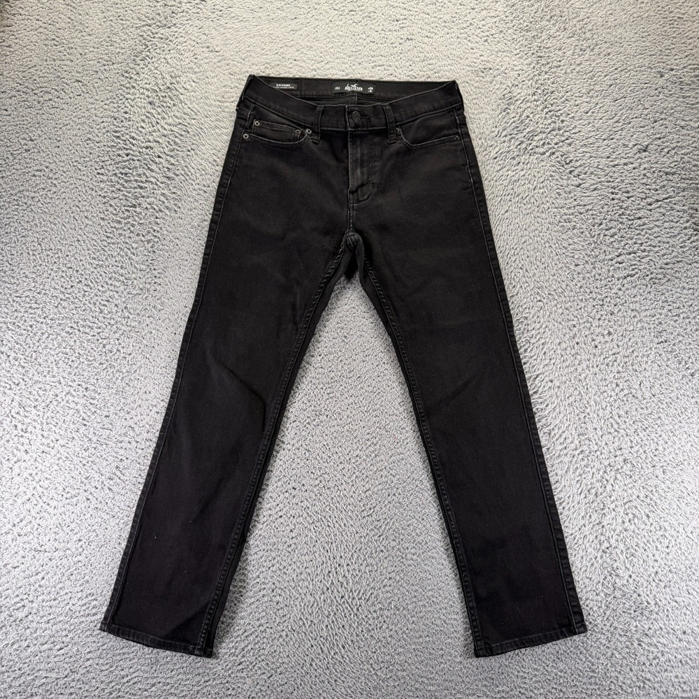 Hollister Jeans Mens 29x30 Black Cotton Denim Straight Leg Slim Workwear Stretch